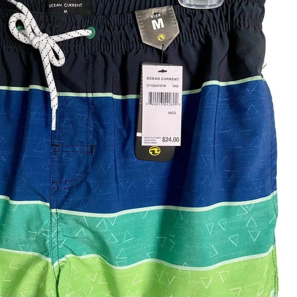 Ocean Current Volley Shorts Swim Trucks Blue Green Men's Medium NEW NWT